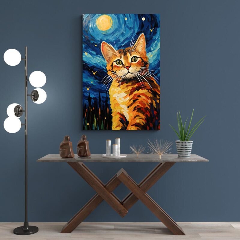 Tableau Abstrait Moderne avec Chat – Image 2