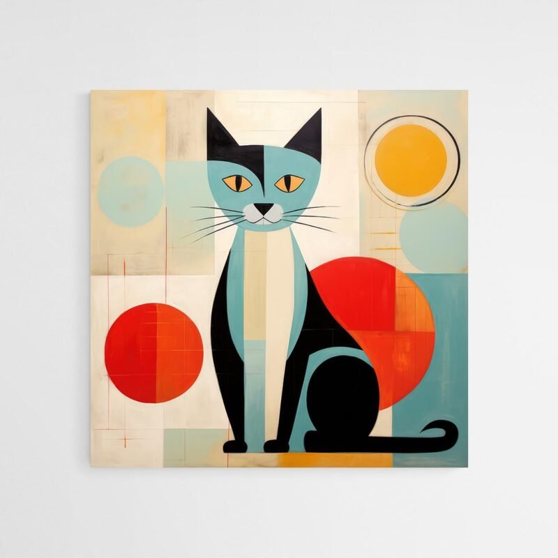Tableau Contemporain Abstrait Chat – Image 3