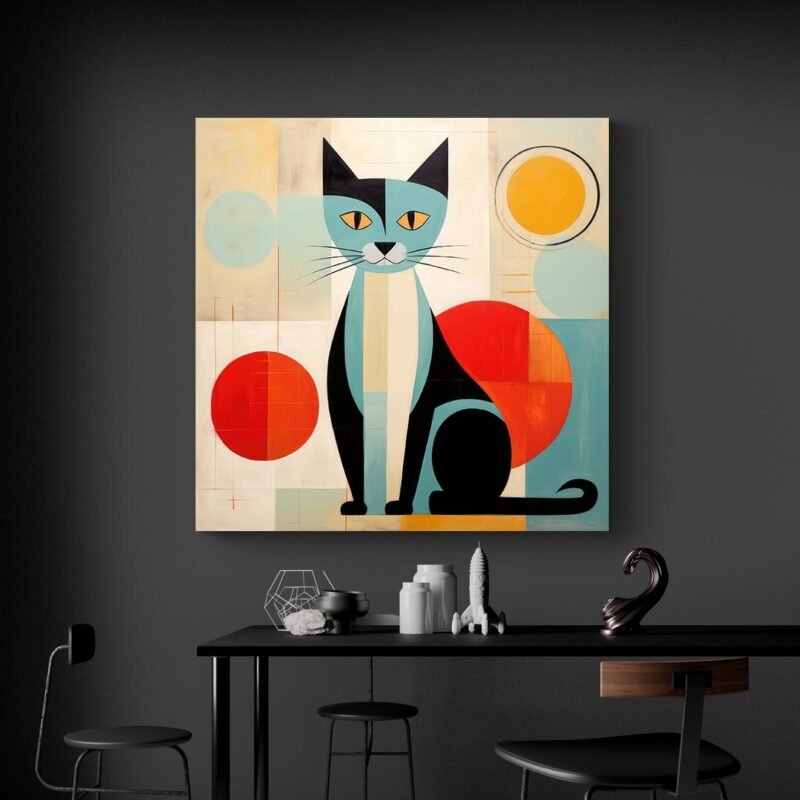 Tableau Contemporain Abstrait Chat – Image 2